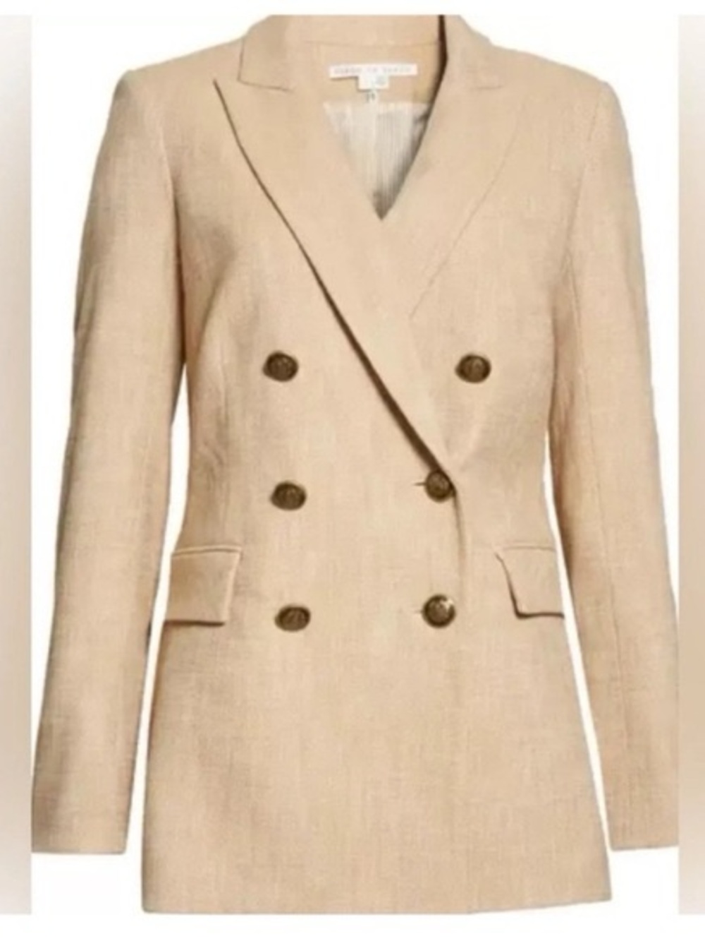 Veronica Beard Beige Ellette Dickey Double-Breasted Tailored Blazer